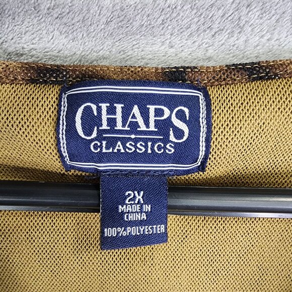 Womens Chaps Classics Brown Leopard Print Top 3/4 Sleeve V-Neck Polyester 2X - Picture 3 of 7